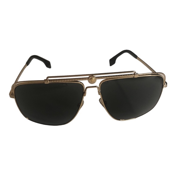 Versace Medusa Focus Gold and Dark Grey Rectangular Sunglasses VE2242 ~ NIB! - Picture 4 of 8